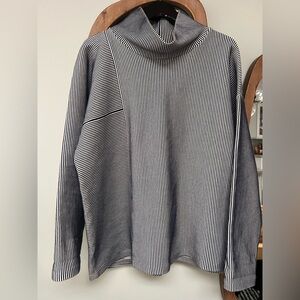 COS Navy and White Striped Turtleneck Sweater